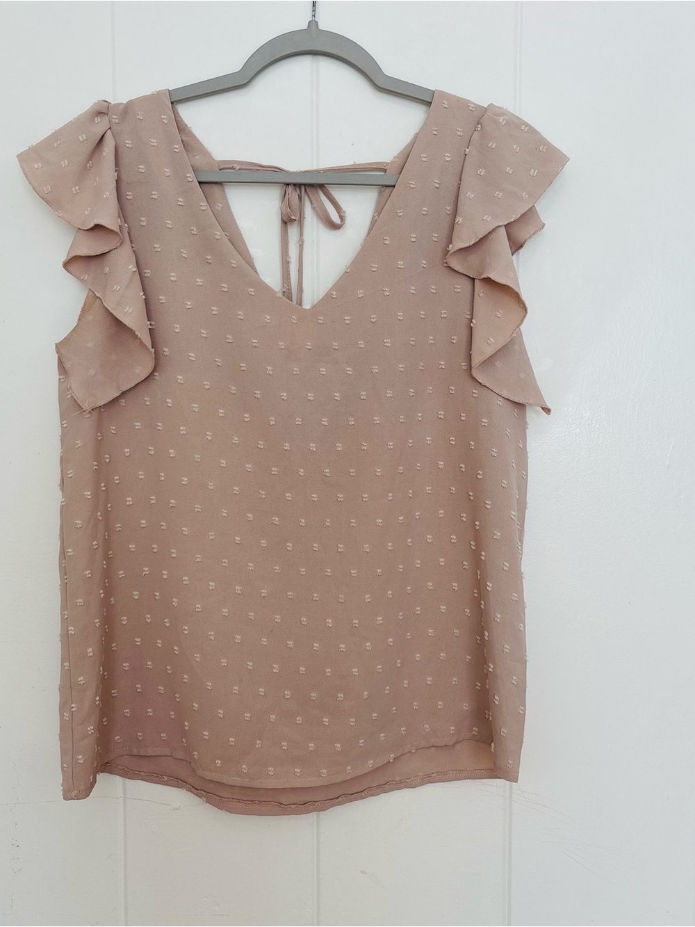 Women's Blush Ruffle Sleeve V-Neck Top